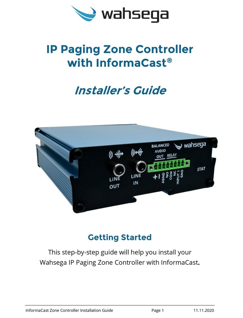 Wahsega WL-ZN-CTR-1CH-INF-R Installer's guide