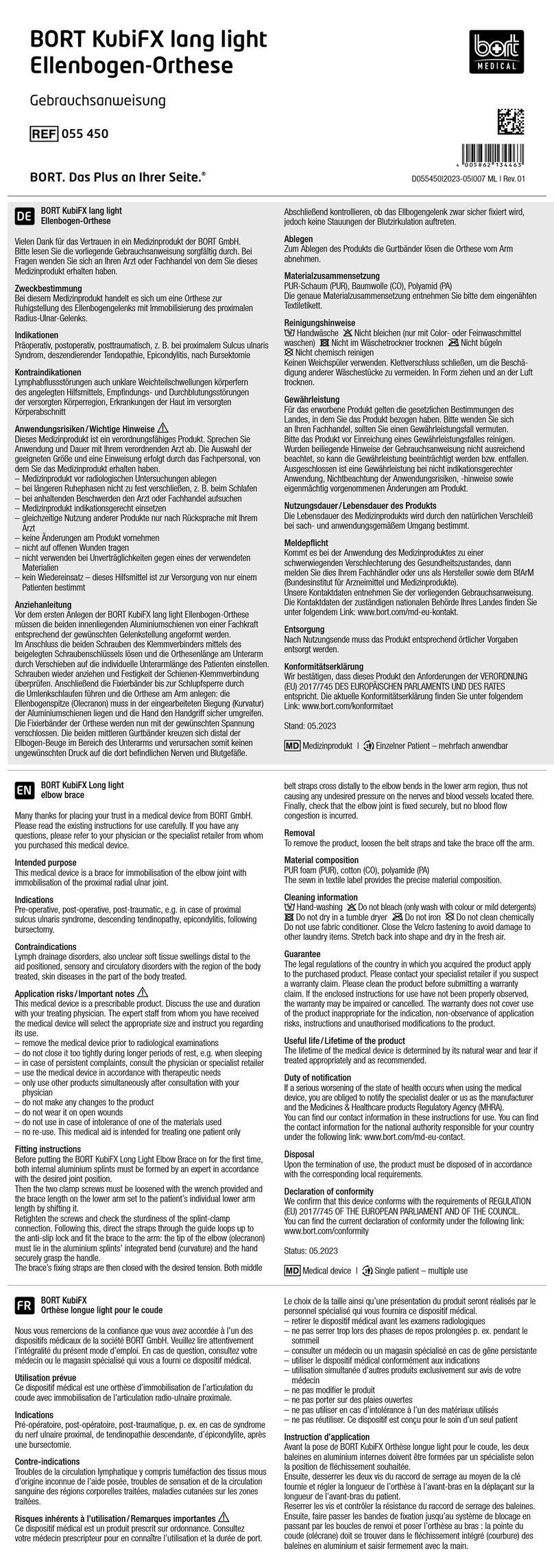 bort medical KubiFX Long light manual