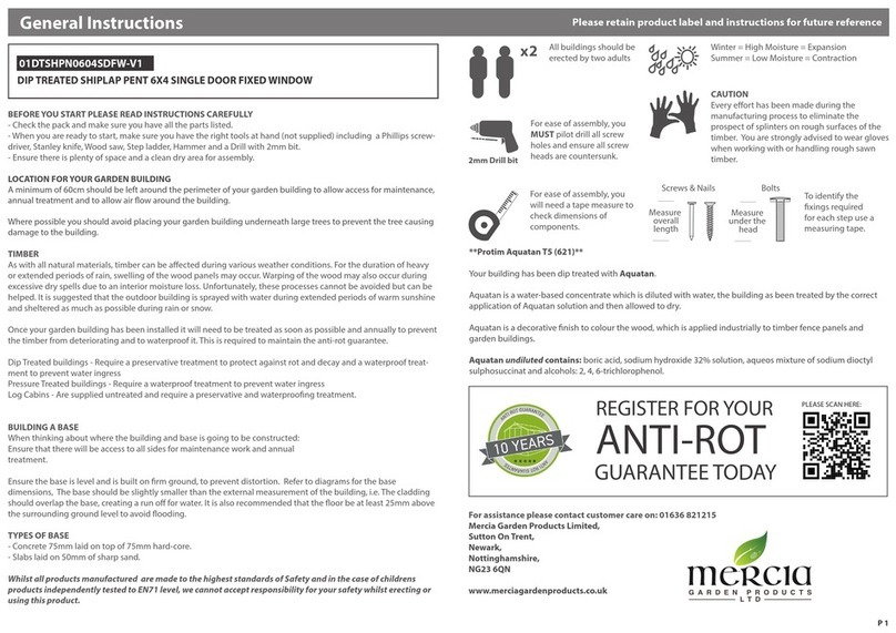 Mercia Garden Products 01DTSHPN0604SDFW-V1 Instruction manual