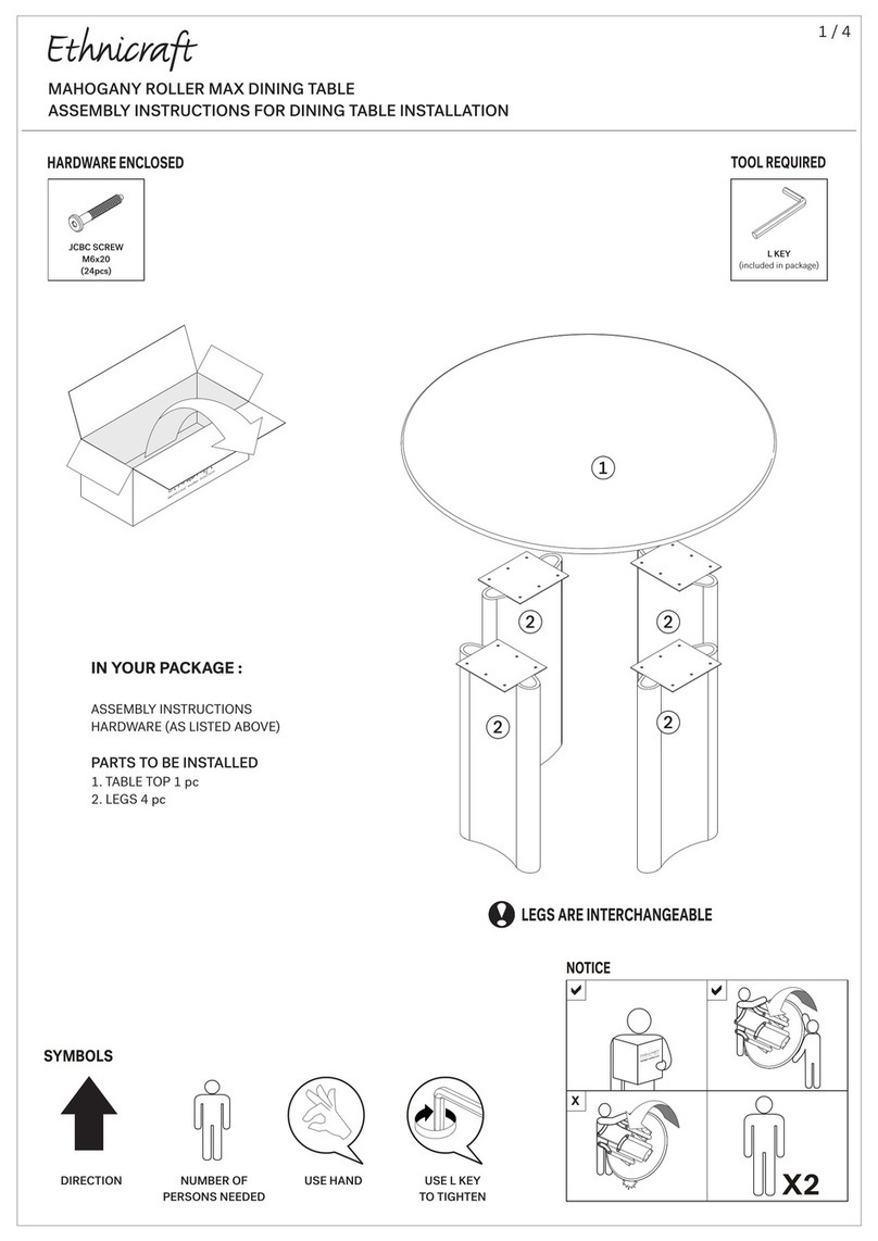 Ethnicraft MAHOGANY ROLLER MAX DINING TABLE Assembly instructions Ethnicraft MAHOGANY ROLLER MAX DINING TABLE Assembly instructions