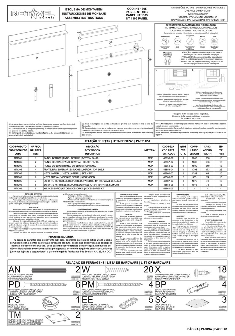 Notável Móveis NT 1305 Assembly instructions Notável Móveis NT 1305 Assembly instructions