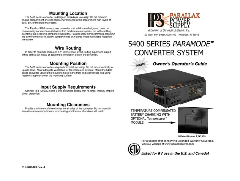 Connecticut Electric PARALLAX POWER SUPPLY PARAMODE 5400 Series Operator's guide