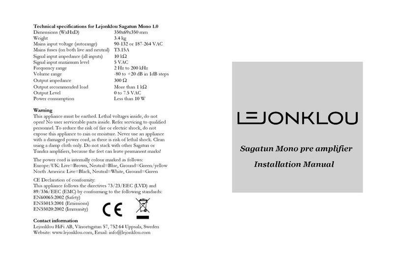 Lejonklou Sagatun Mono 1.0 User manual