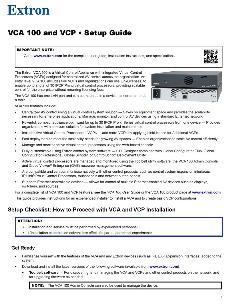 Extron electronics VCA 100 User manual Extron electronics VCA 100 User manual