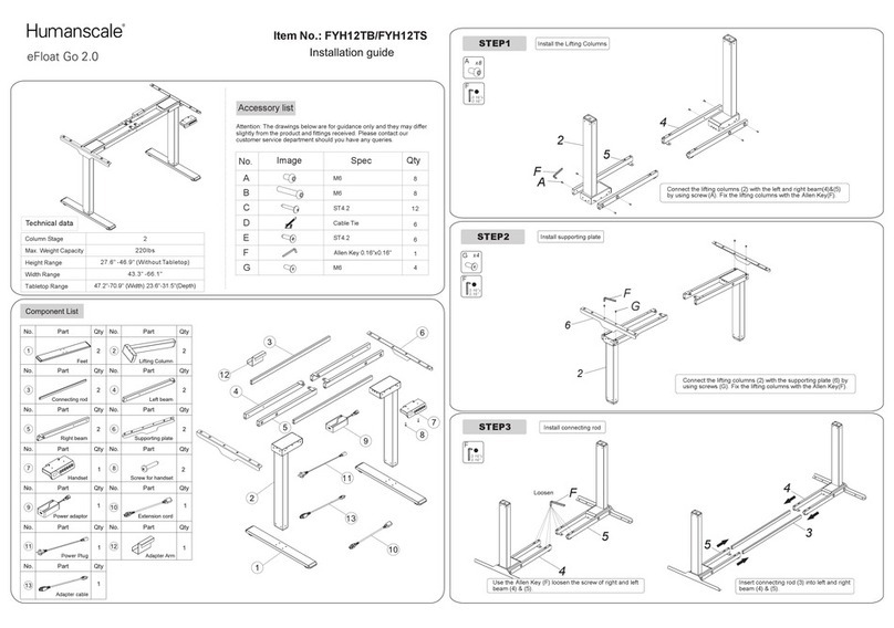 Humanscale eFloat Go 2.0 User manual Humanscale eFloat Go 2.0 User manual