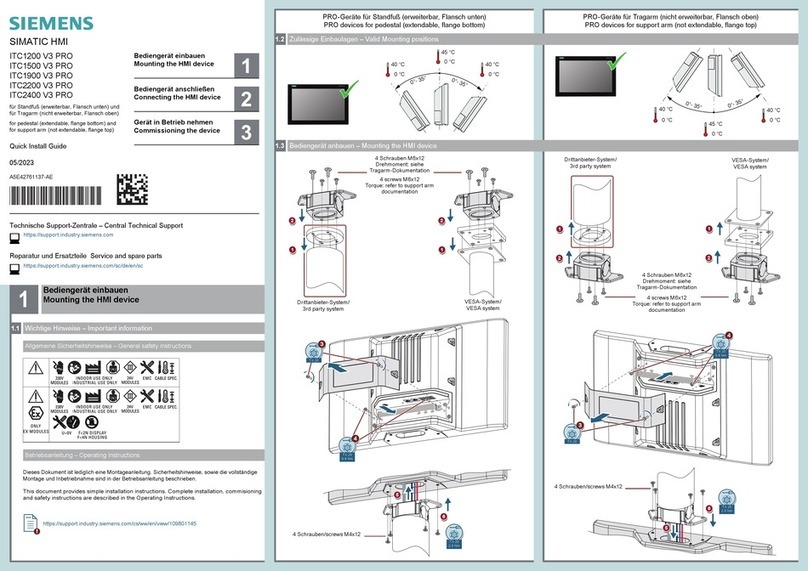 Siemens SIMATIC HMI ITC1200 V3 PRO User manual
