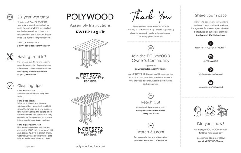 Polywood PWLB2 Leg Kit User manual