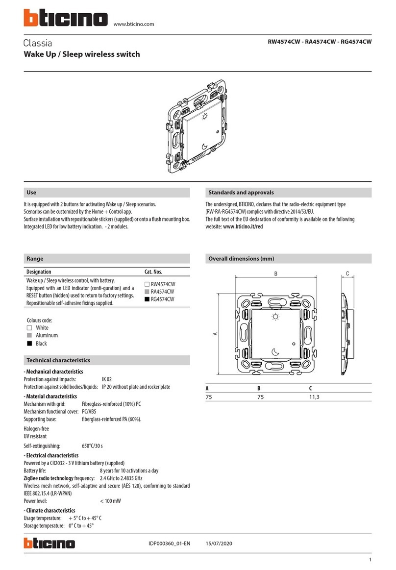 Bticino Classia RW4574CW User manual