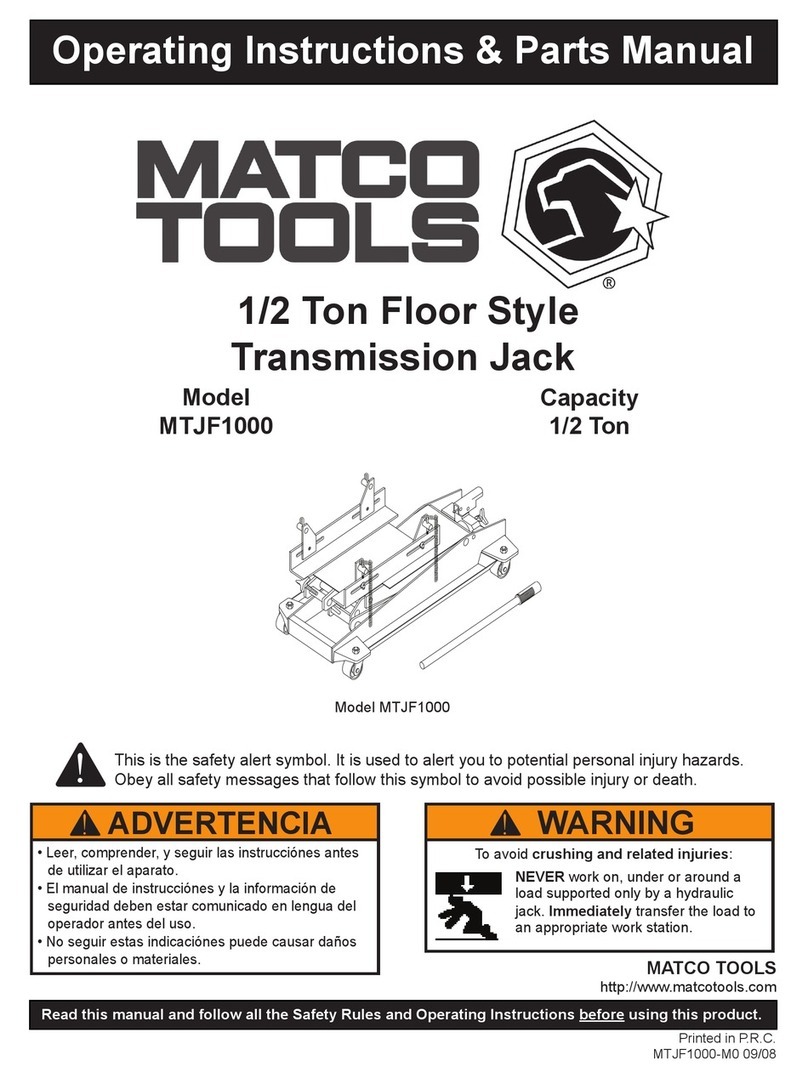 Matco Tools MTJF1000 Operating instructions & parts manual
