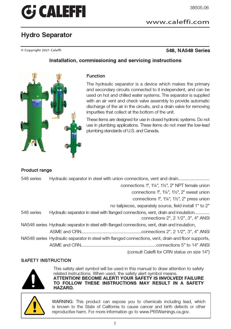 CALEFFI 548 Series Installation, commissioning and servicing instructions