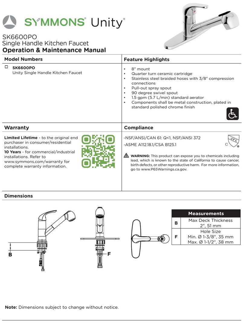 Symmons Unity SK6600PO Operation & maintenance manual Symmons Unity SK6600PO Operation & maintenance manual