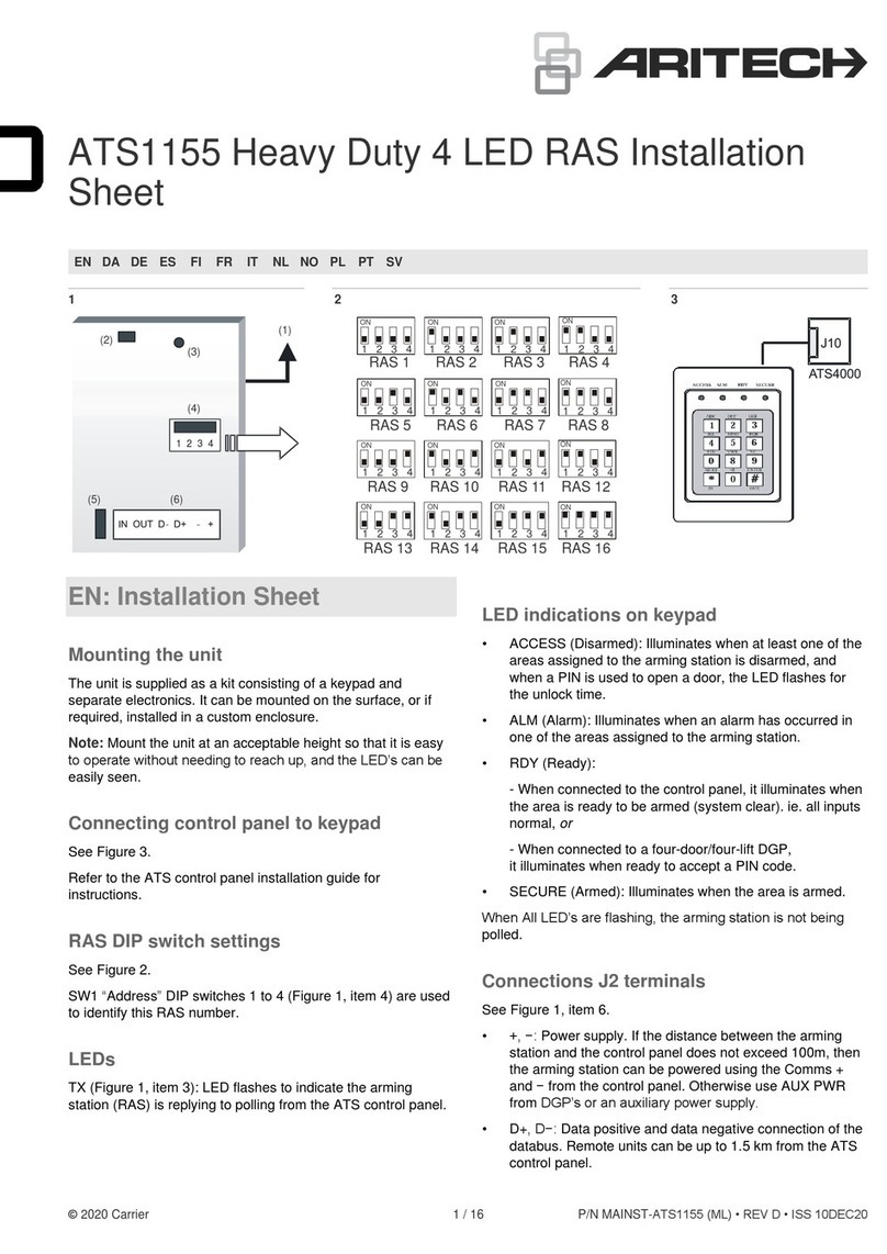 Aritech ATS1155 Installation sheet