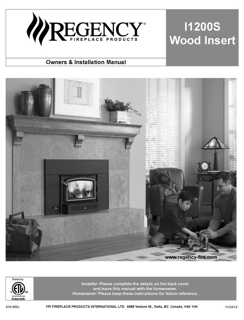 Regency Fireplace Products I1200S Wood Insert Owners & installation manual