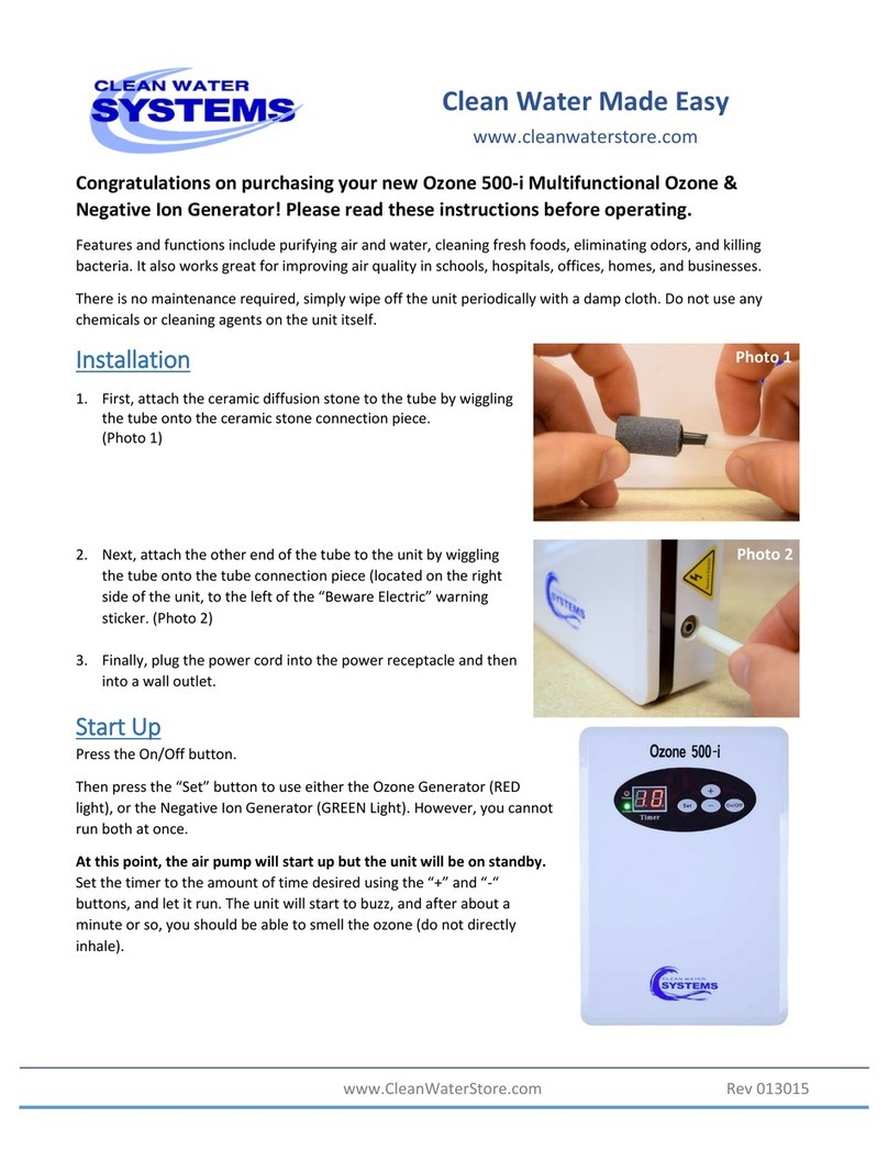 Clean Water Systems Ozone 500-i User manual