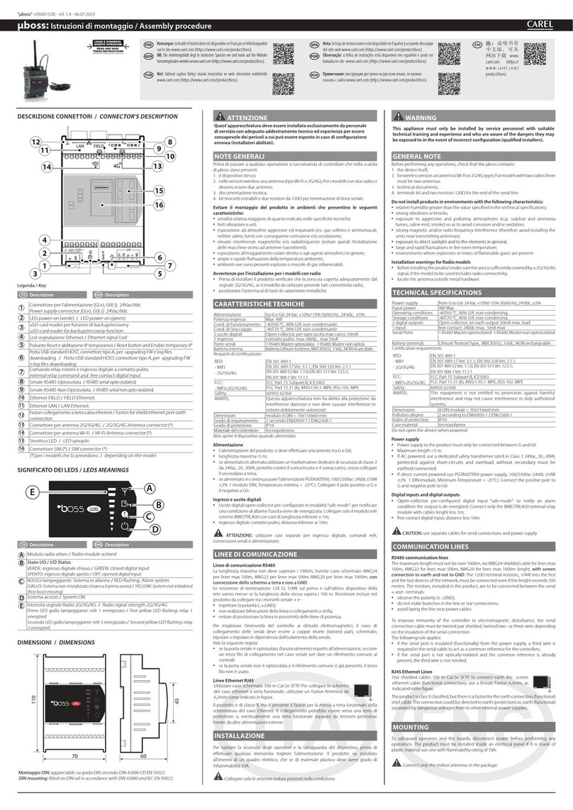 Carel mboss 0500152IE Assembly procedure Carel mboss 0500152IE Assembly procedure