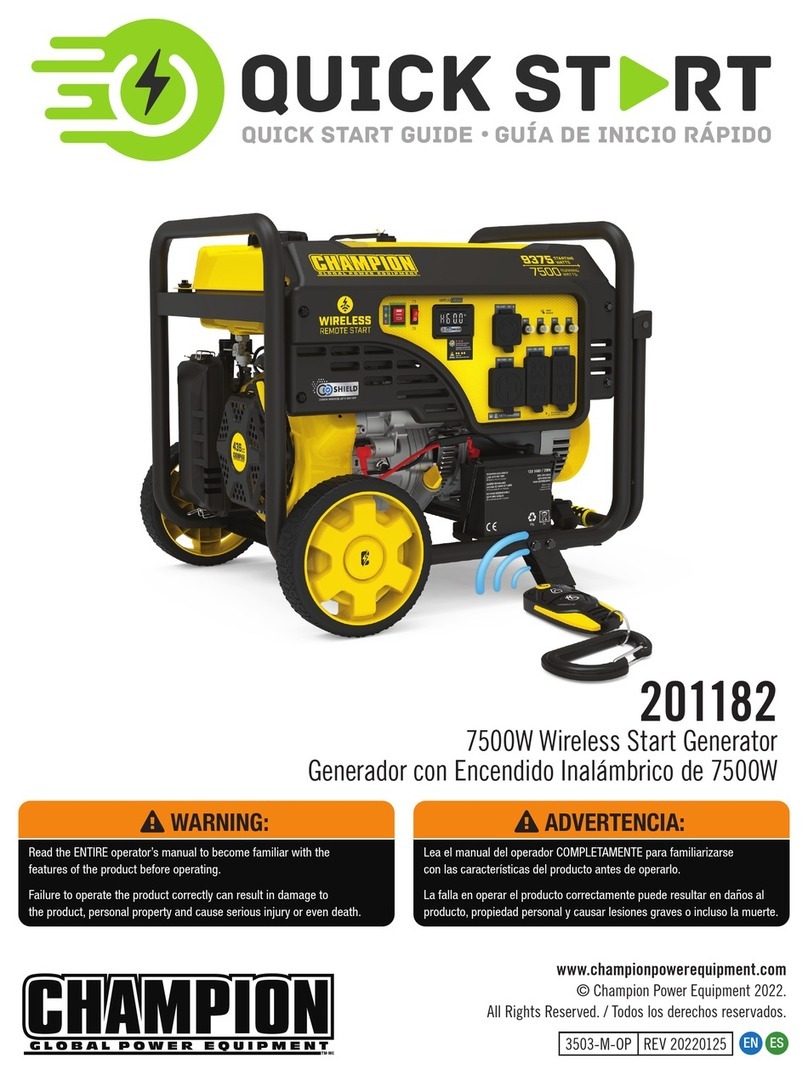 Champion Global Power Equipment 201182 quick start guide