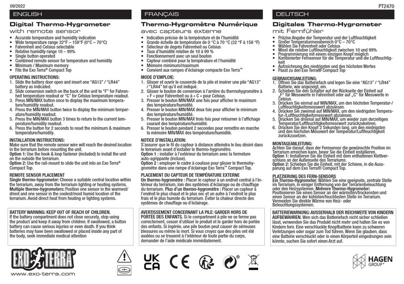 Hagen EXO TERRA PT2470 quick start guide