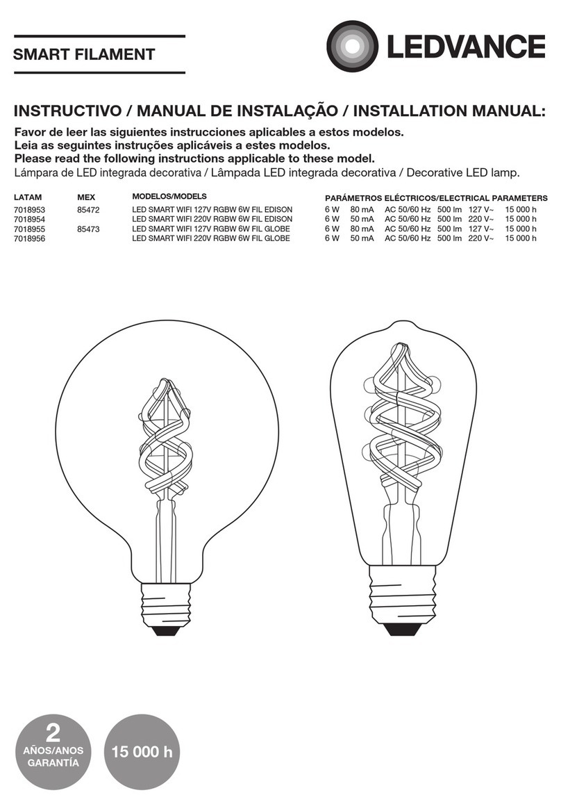 Ledvance LED SMART WIFI 127V RGBW 6W FIL EDISON installation manual Ledvance LED SMART WIFI 127V RGBW 6W FIL EDISON installation manual