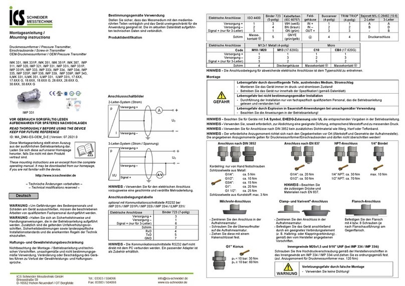 BD Sensors IMK 331 Mounting instructions