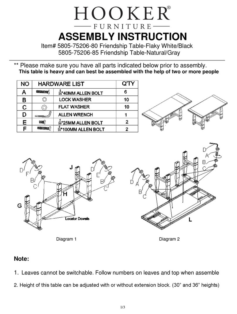 Hooker Furniture 5805-75206-80 Assembly instruction