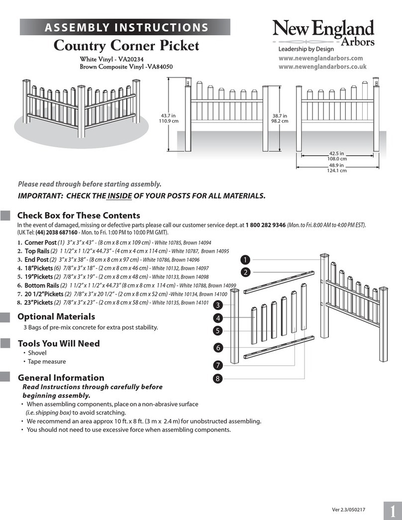 New England Arbors Country Corner Picket VA20234 User manual