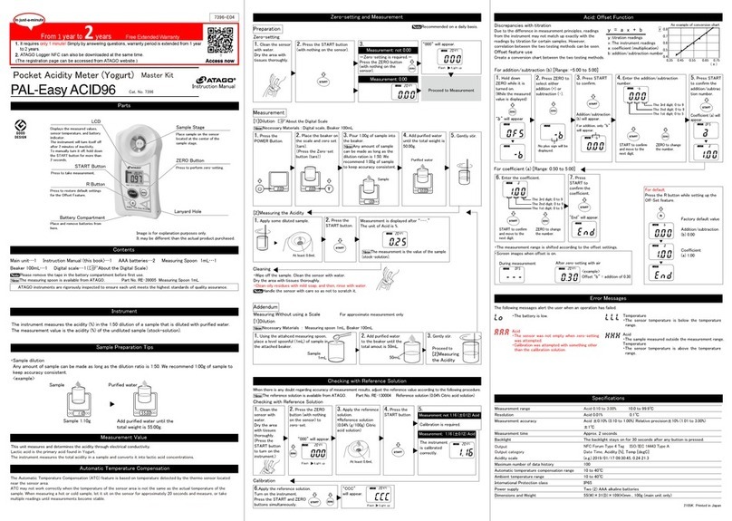ATAGO PAL-Easy ACID96 User manual