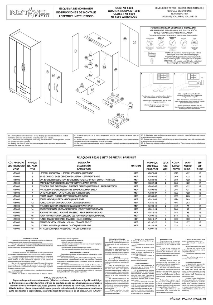 Notável Móveis NT 5000 Assembly instructions