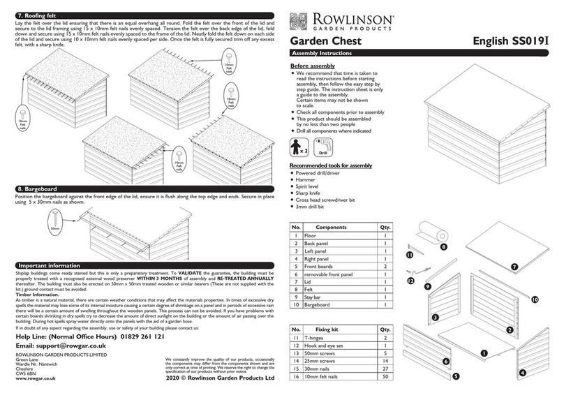 Rowlinson Garden Products SS019I quick start guide Rowlinson Garden Products SS019I quick start guide