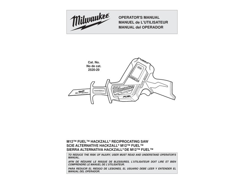 Milwaukee M12 FUEL HACKZALL 2520-20 Operator's manual