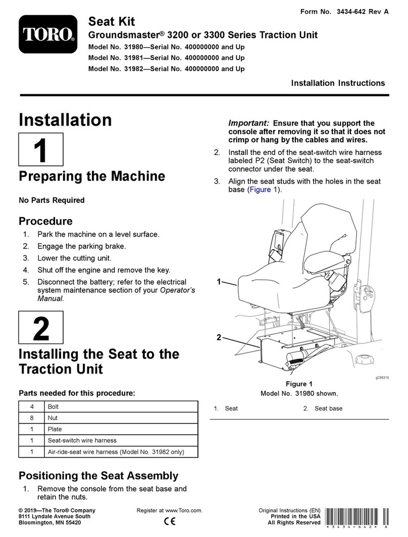 Toro Groundsmaster 3300 Series installation instructions