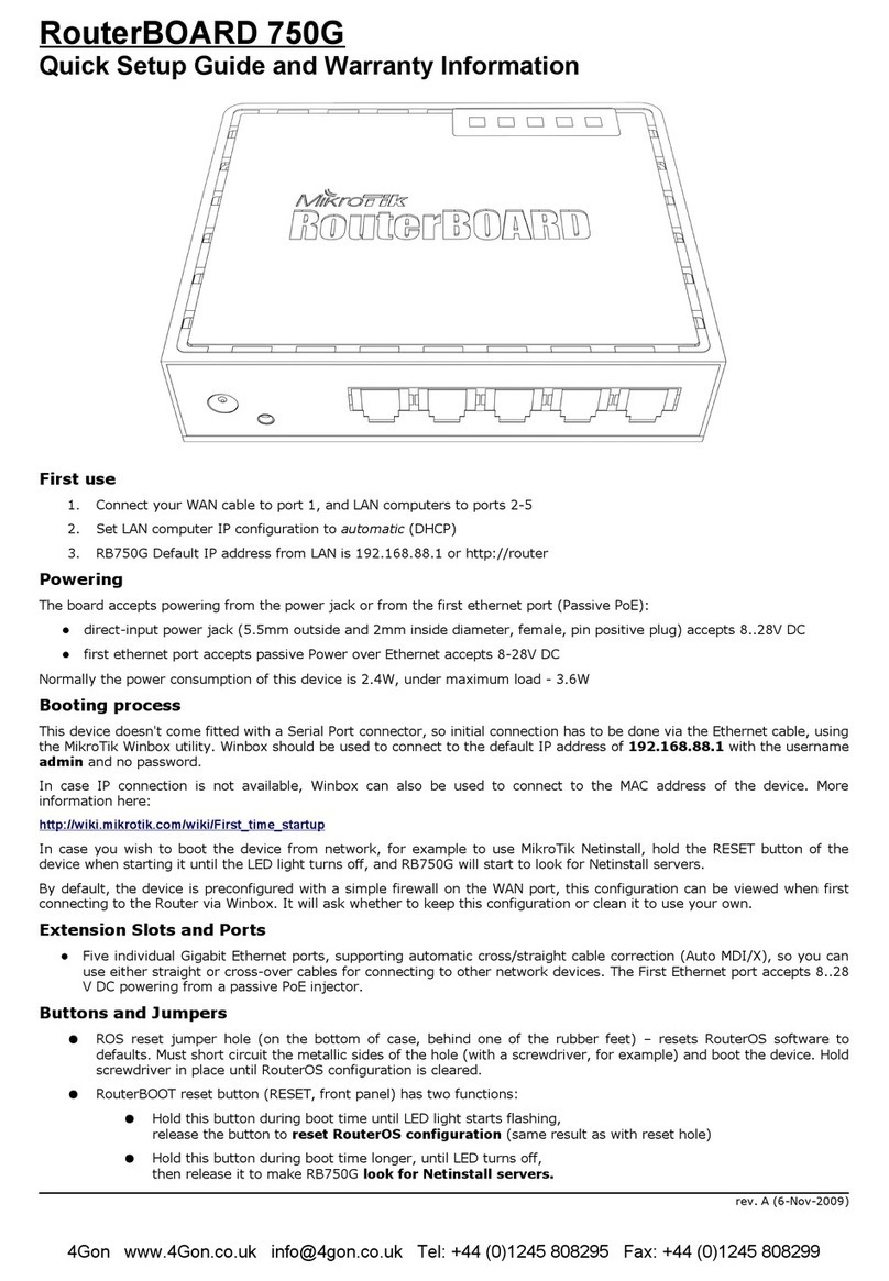 4gon RouterBOARD 750G Quick setup guide and warranty information