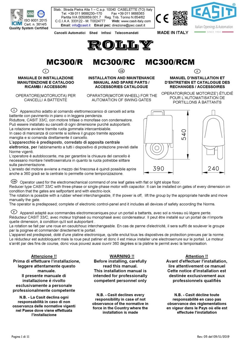 Casit ROLLY MC300/RC Installation and Maintenance