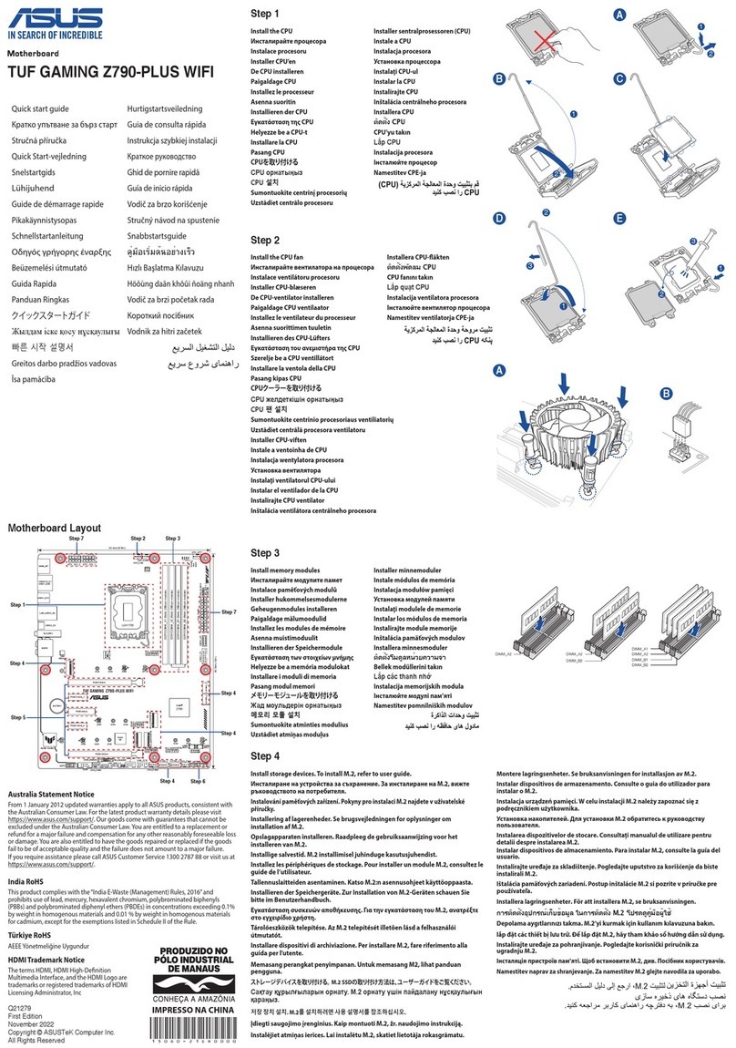 Asus TUF GAMING Z790-PLUS WIFI D4 User manual