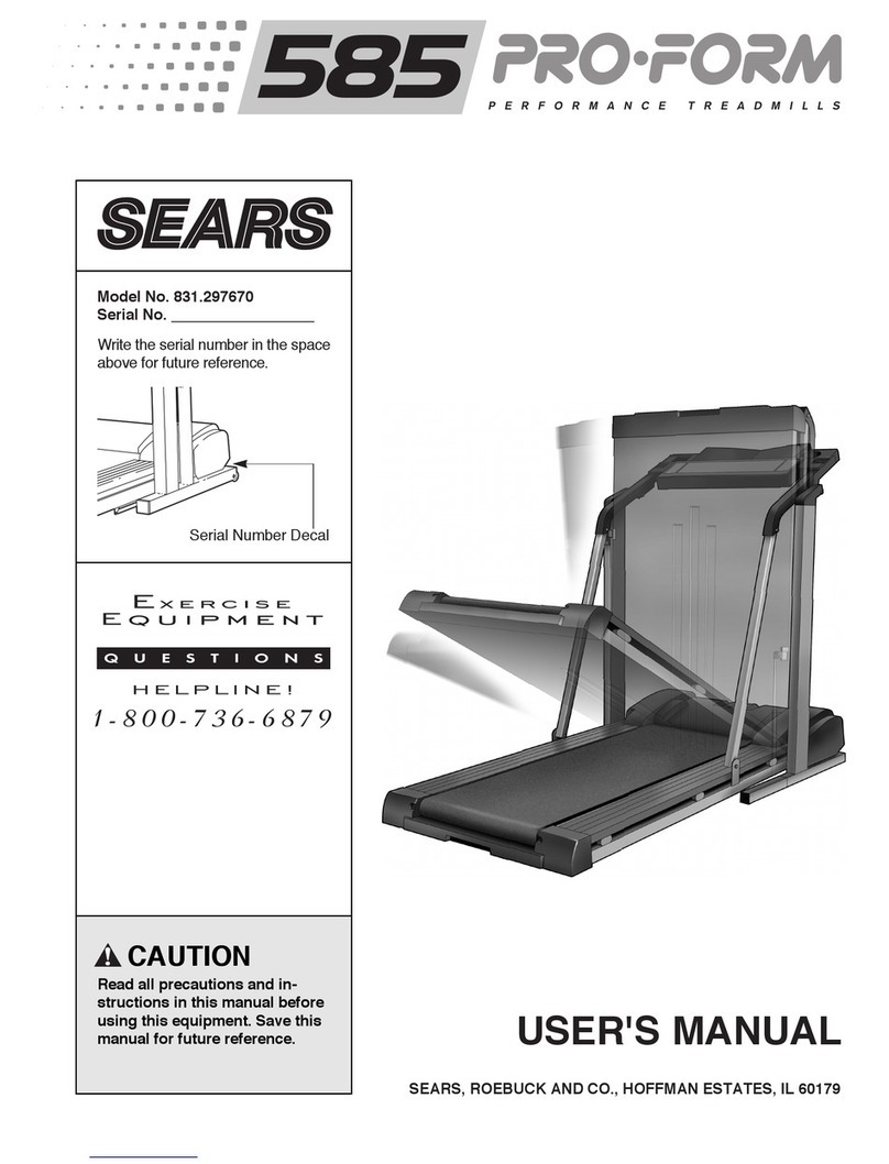 Sears PRO-FORM 585 user manual