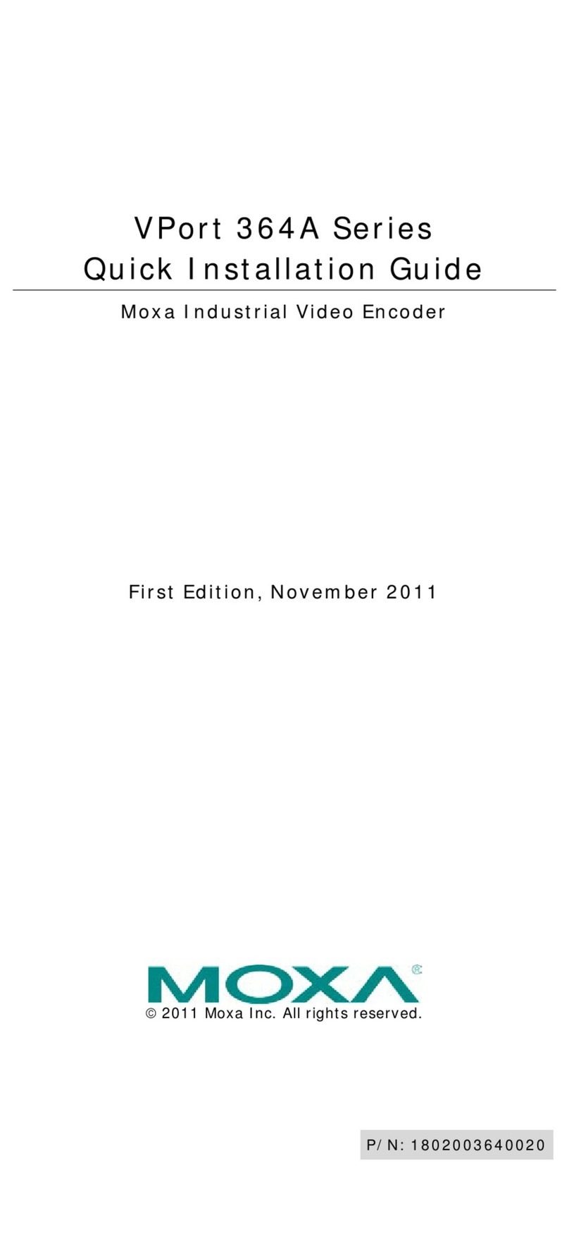 Moxa Technologies VPort 364A Series User manual