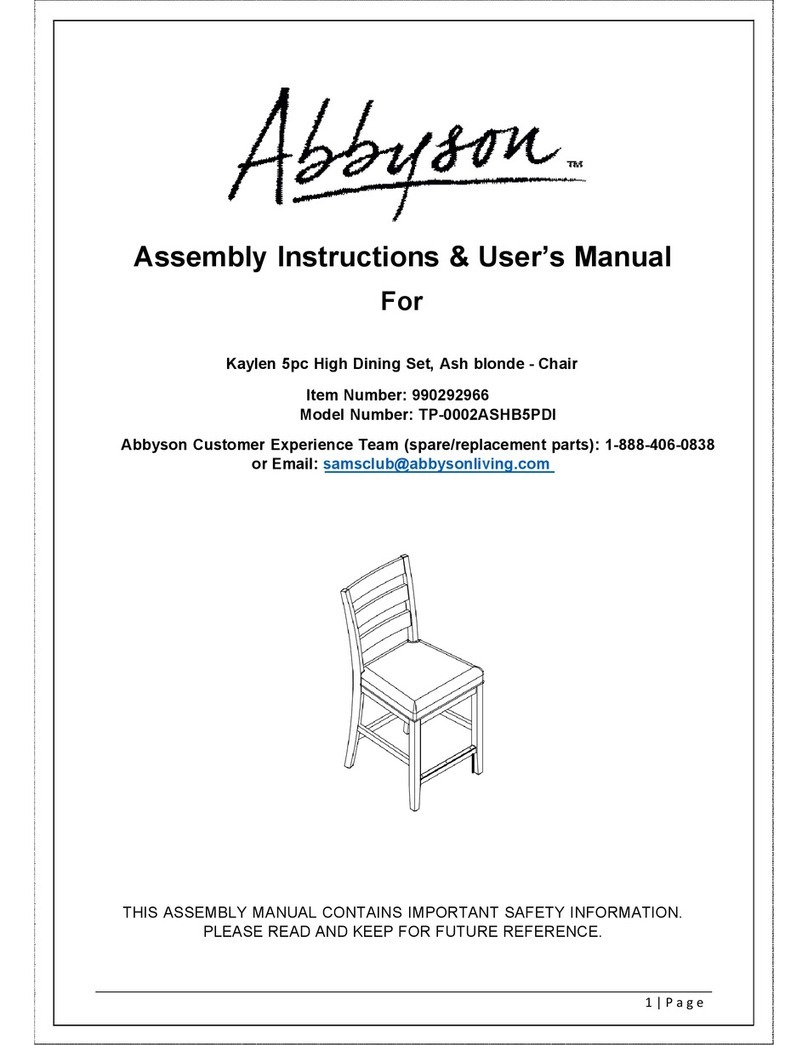 Abbyson Kaylen TP-0002ASHB5PDI Assembly instructions & user manual Abbyson Kaylen TP-0002ASHB5PDI Assembly instructions & user manual