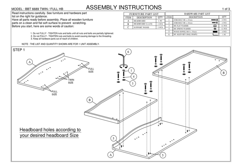 modway BBT 6689 TWIN / FULL HB User manual