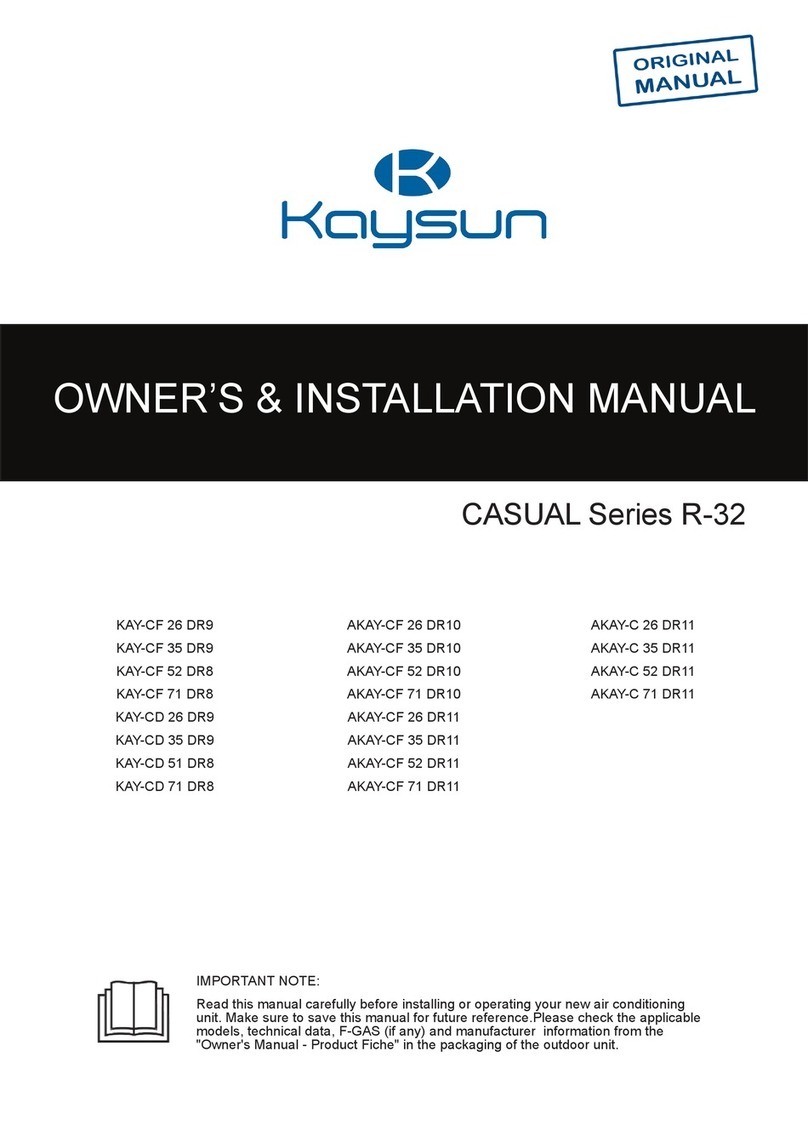 Frigicoll Kaysun CASUAL KAY-CF 26 DR9 Owners & installation manual Frigicoll Kaysun CASUAL KAY-CF 26 DR9 Owners & installation manual