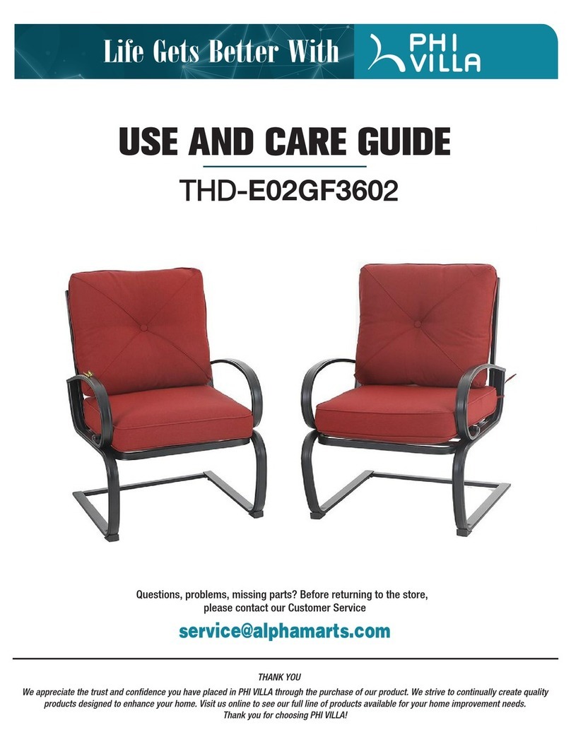 PHI VILLA THD-E02GF3602 Use and care guide