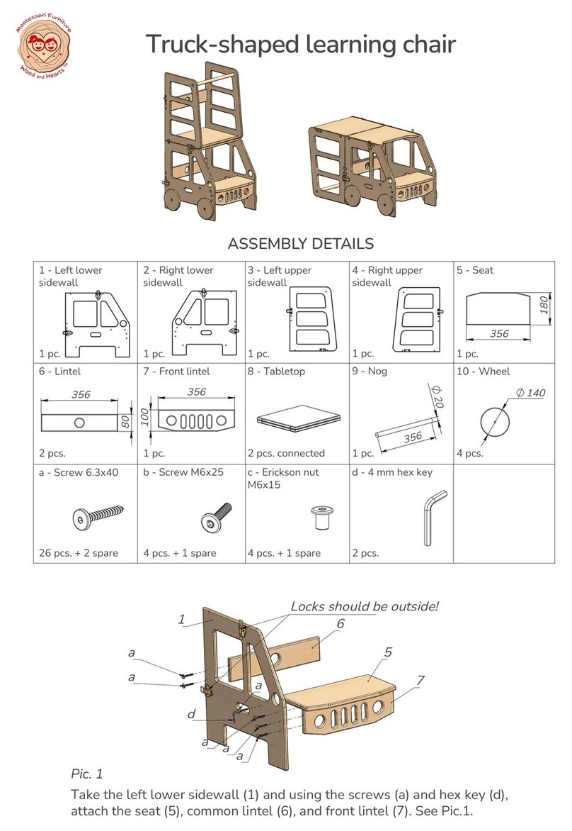 Montessori Furniture Wood and Hearts Truck-shaped learning chair User manual