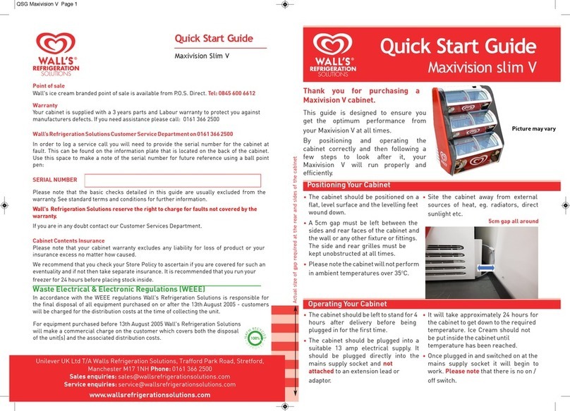 WALL'S REFRIGERATION SOLUTIONS Maxivision slim V quick start guide