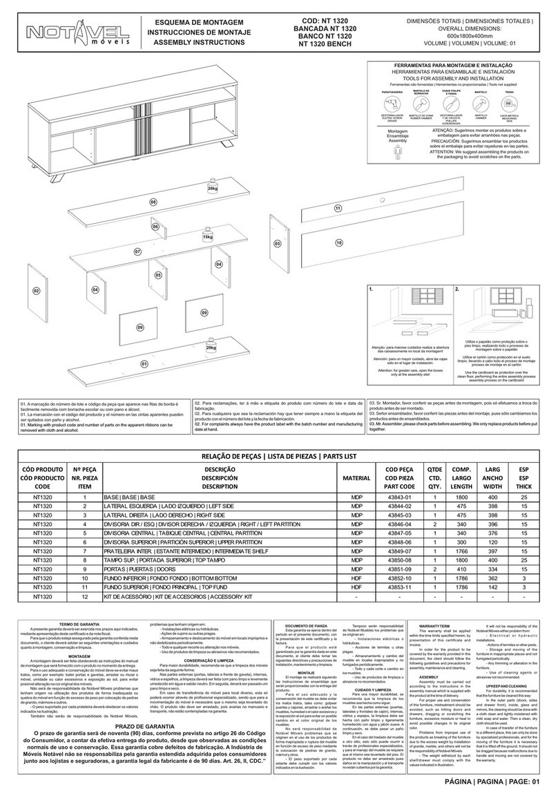 Notável Móveis NT 1320 Assembly instructions