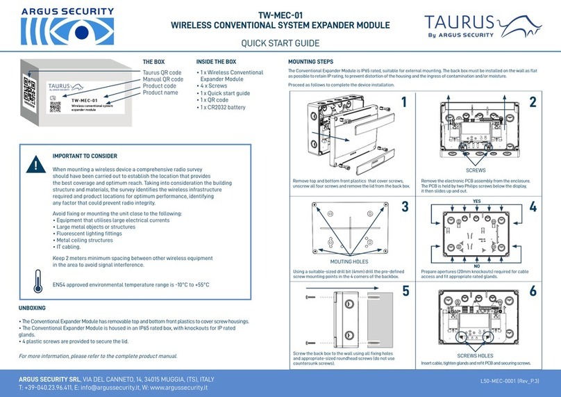Argus Security TAURUS TW-MEC-01 User manual