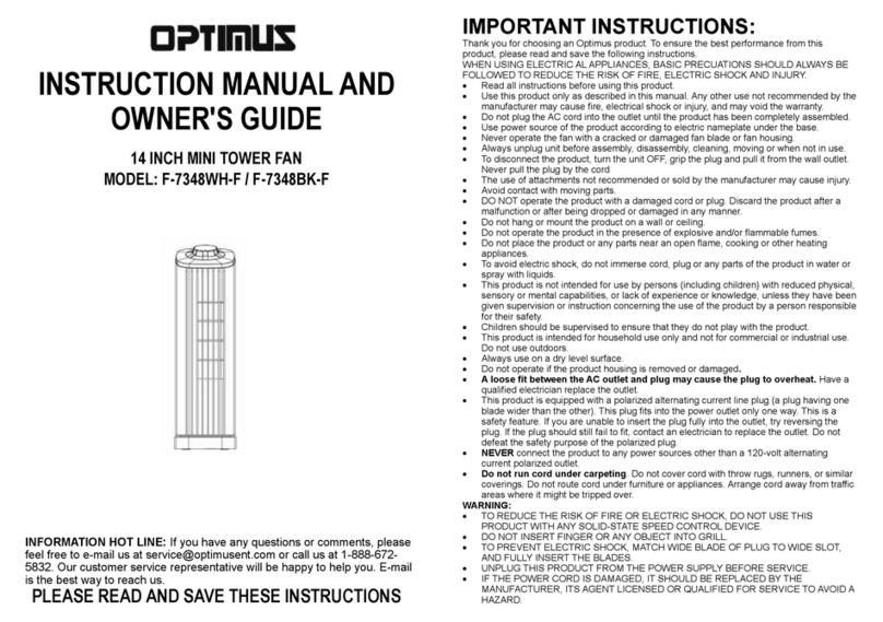 Optimus F-7348WH-F User manual