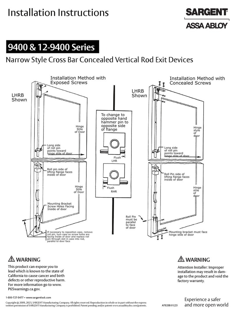 Assa Abloy SARGENT 9400 Series installation instructions