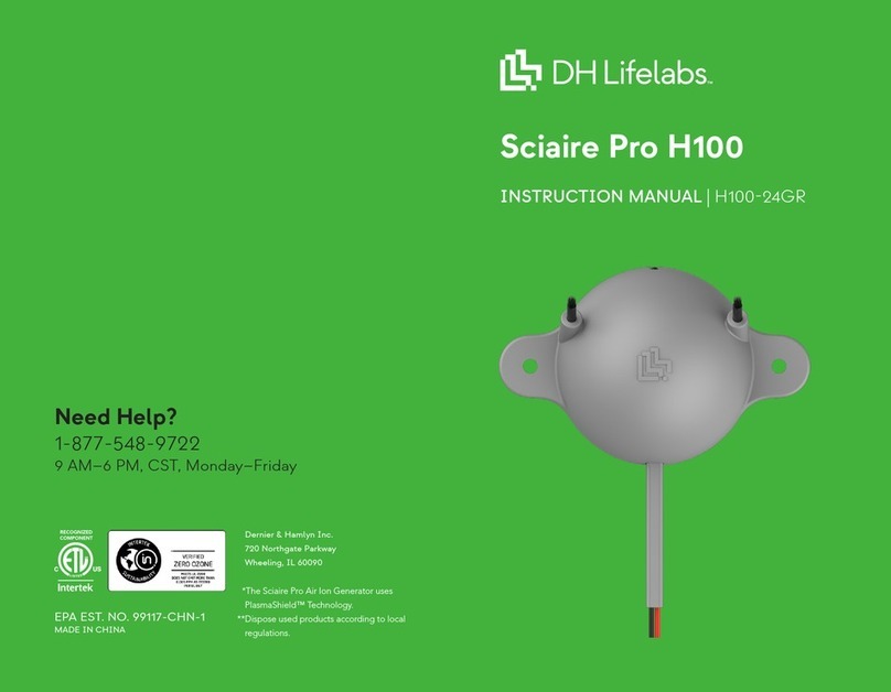 DH Lifelabs Sciaire Pro H100 instruction manual