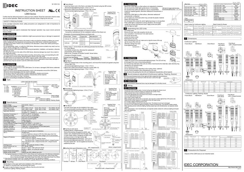 IDEC LD6A Series instruction sheet
