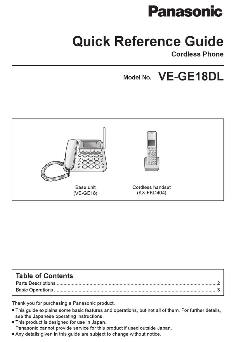 Panasonic VE-GE18DL Quick reference guide
