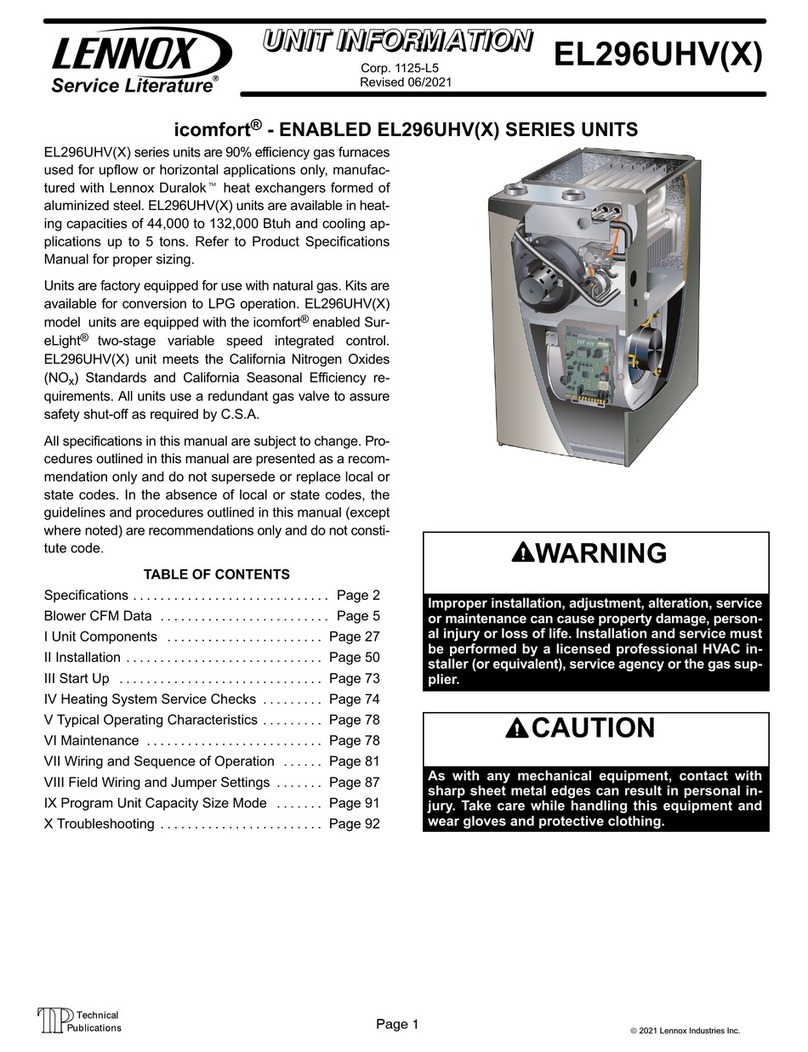 Lennox EL296UHVX Series Installation and operation manual