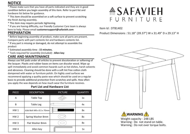 Safavieh Furniture DTB1402 quick start guide